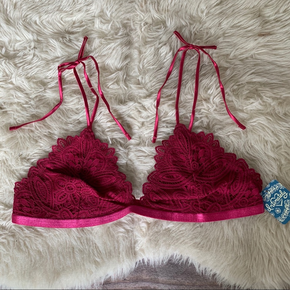 NEW free people mila bralette in berry - Picture 3 of 8